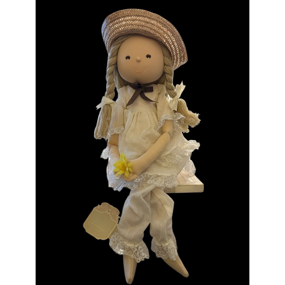 Vintage 22" Applause 1982 Piroette‎ Doll Tessie Straw Hat Muslin Dress Rag Cloth